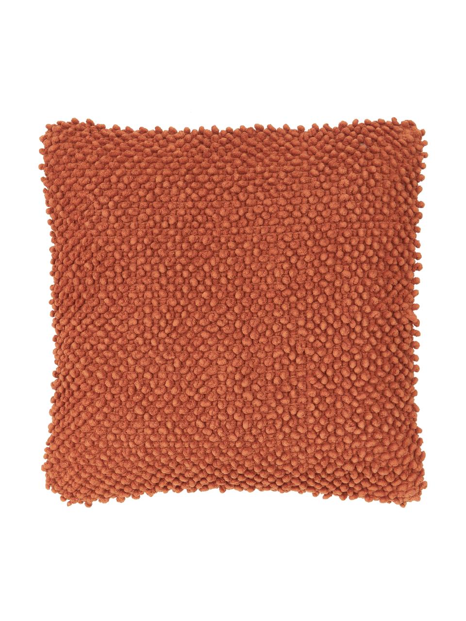 Povlak na polštář se strukturovaným povrchem Indi, 100 % bavlna, Rezavá, Š 45 cm, D 45 cm
