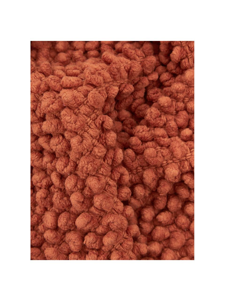 Copricuscino con superficie strutturata Indi, 100% cotone, Rosso ruggine, Larg. 45 x Lung. 45 cm