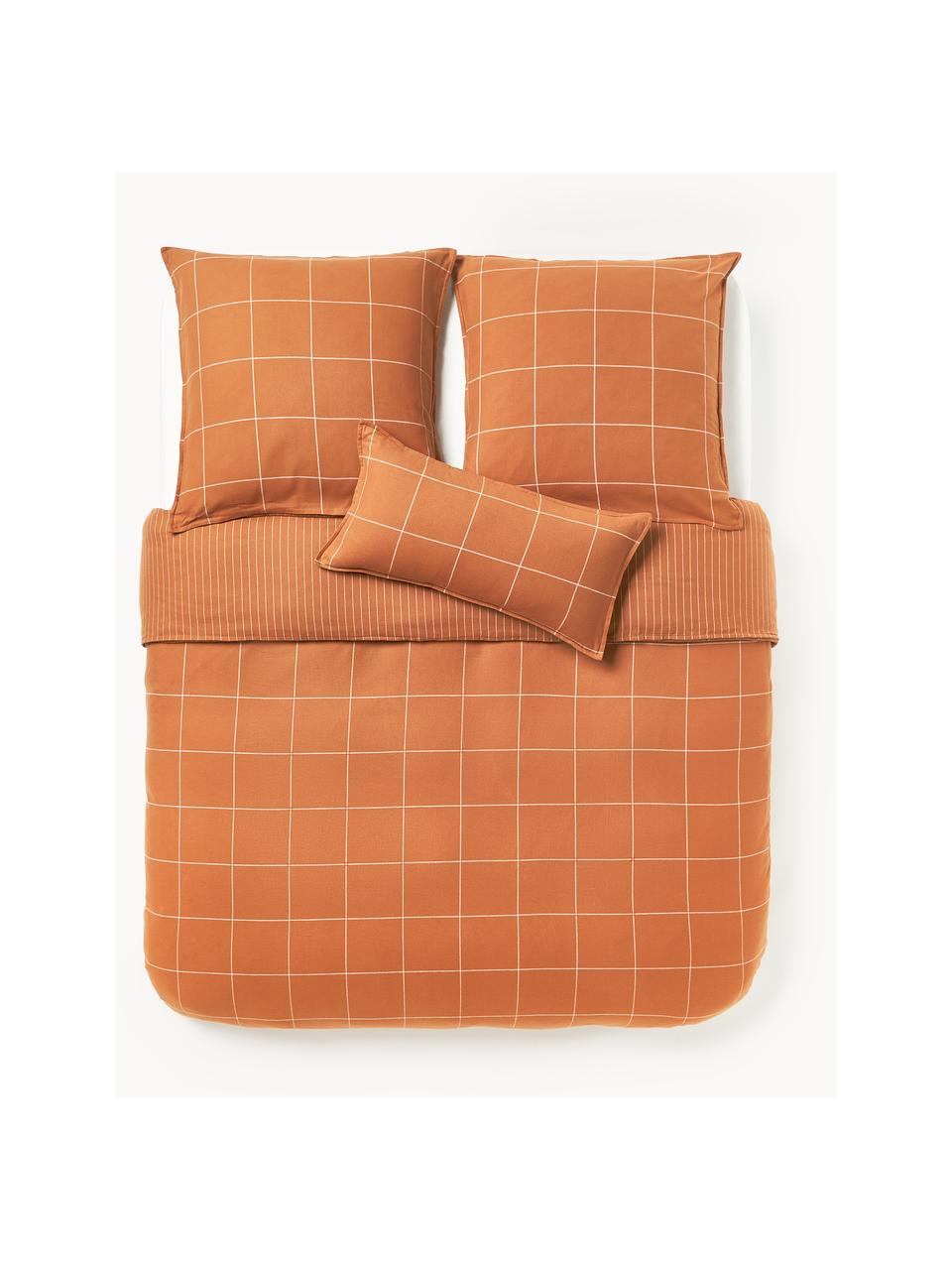 Flanell-Bettdeckenbezug Noelle, Webart: Flanell, Orange, Weiss, B 200 x L 200 cm