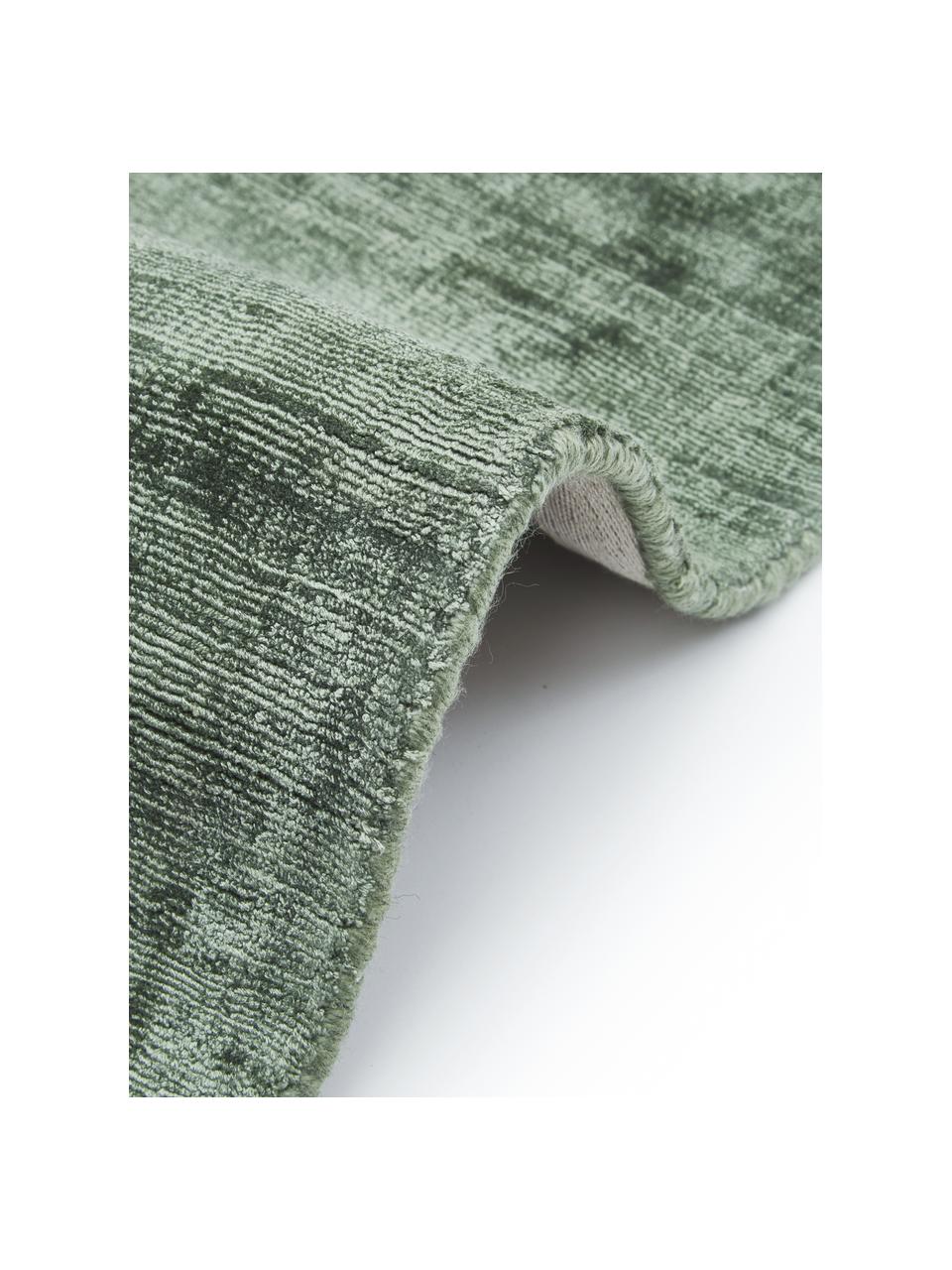 Tappeto in viscosa tessuto a mano Jane, Retro: 100% cotone, Verde, Larg. 160 x Lung. 230 cm  (taglia M)