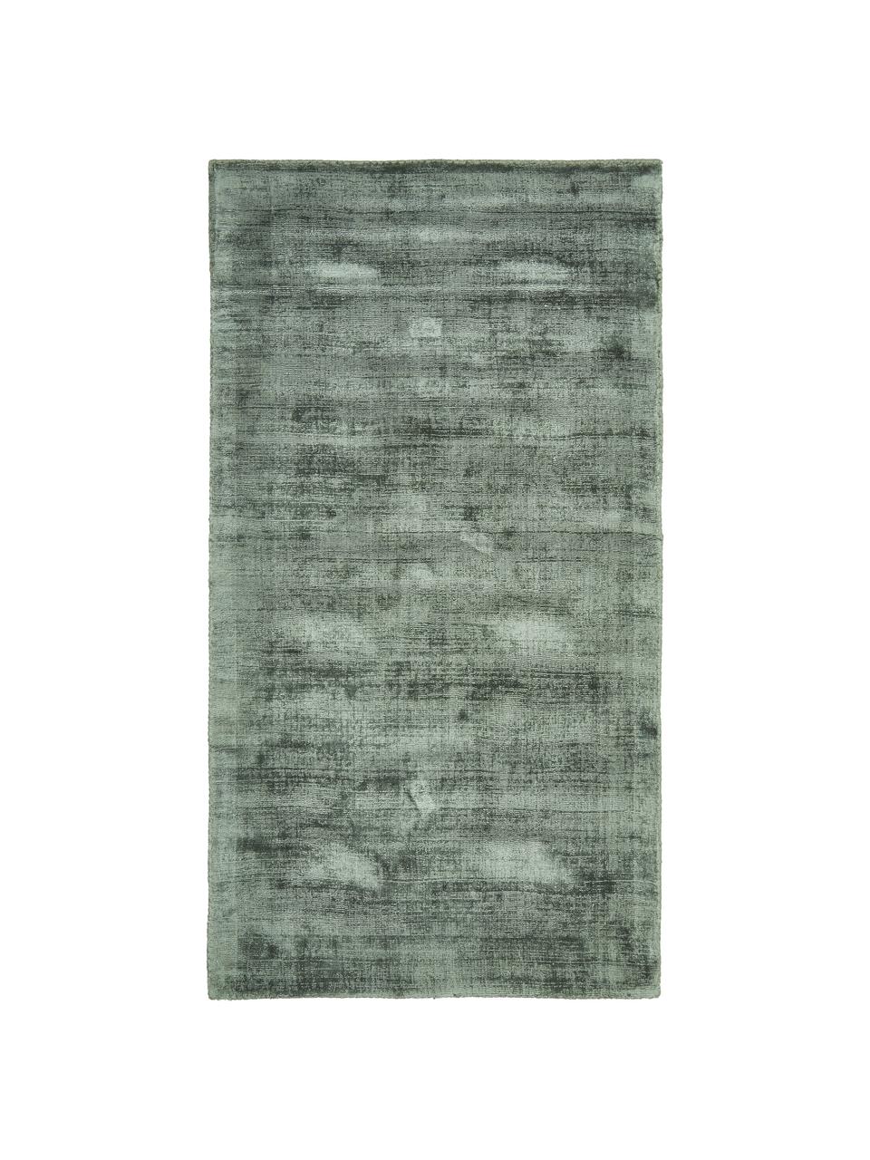 Tappeto in viscosa tessuto a mano Jane, Retro: 100% cotone, Verde, Larg. 200 x Lung. 300 cm (taglia L)