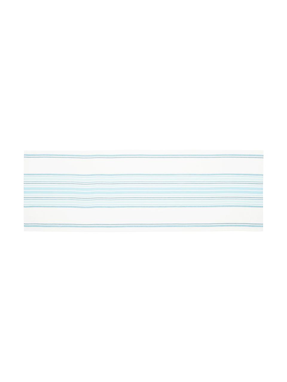 Bieżnik Katie, Bawełna, Biały, niebieski, S 50 x D 150 cm