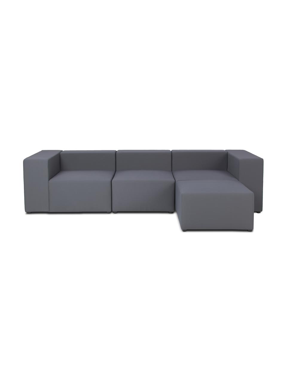 Canapé 4 places d'extérieur modulable avec repose-pieds Simon, Tissu gris foncé, larg. 285 x prof. 105 cm