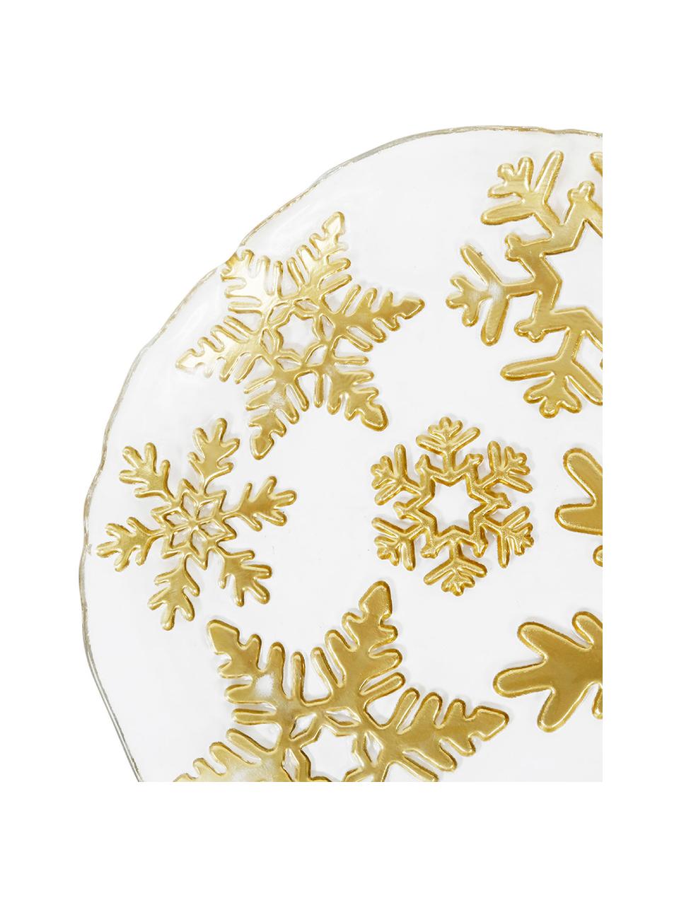 Servírovací talíř Flocon, Sklo, Transparentní, zlatá, Ø 21 cm