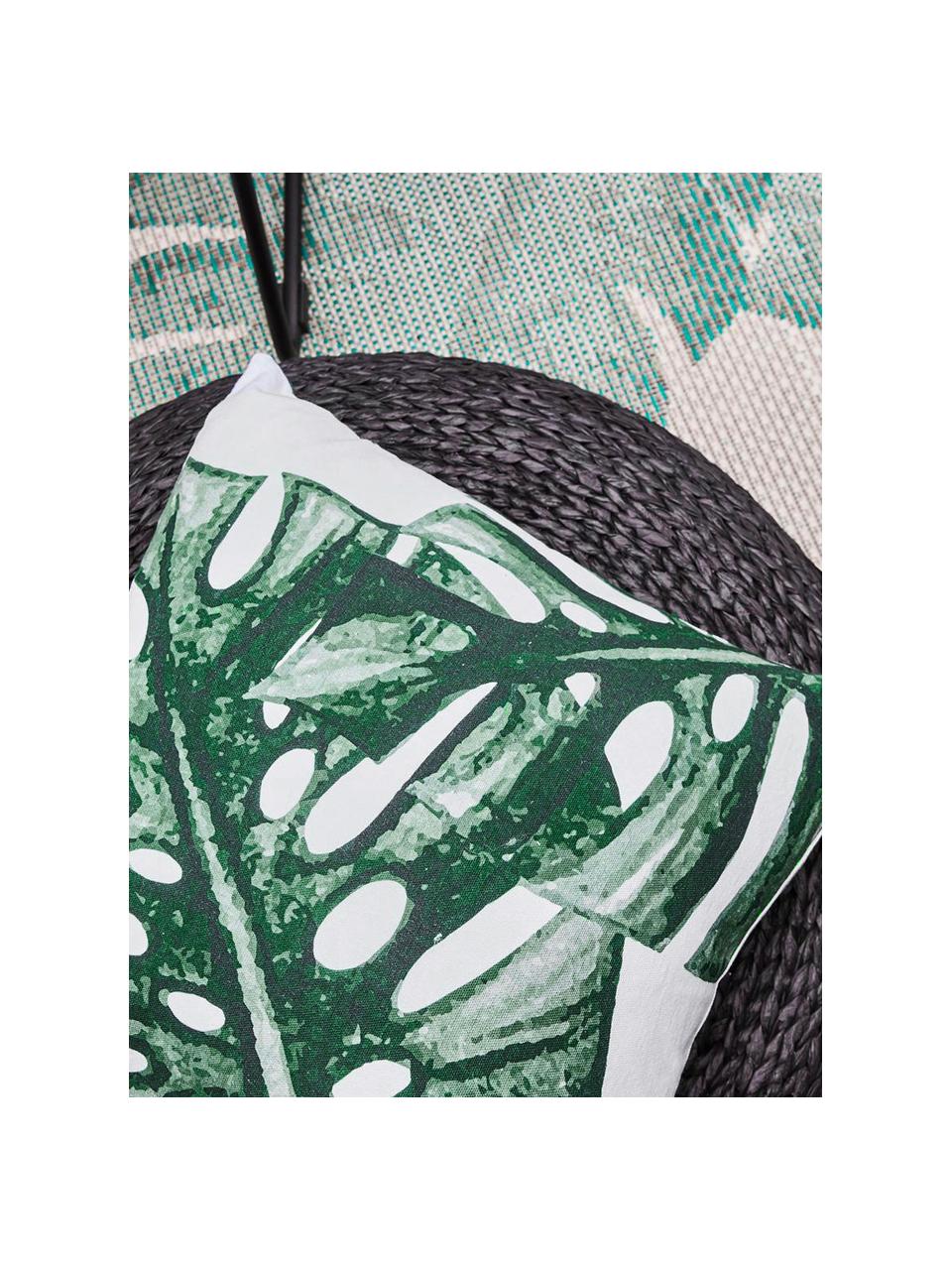 Baumwoll-Kissenhülle Tropics mit Monstera Print, 100% Baumwolle, Grün, Weiss, 40 x 40 cm