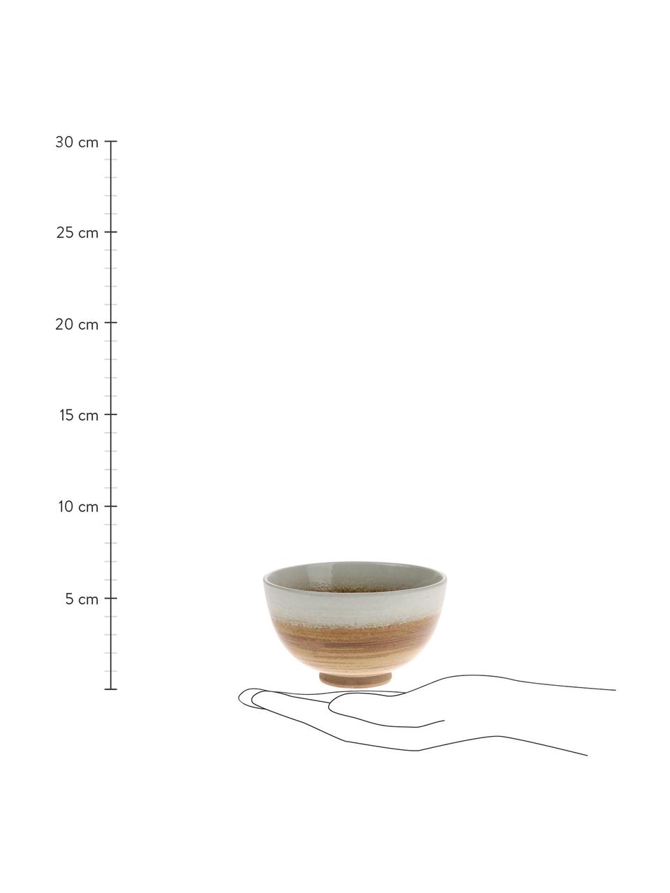 Ciotola fatta a mano stile giapponese Yunomi 2 pz, Gres, Marrone, bianco, crema, Ø 11 x Alt. 7 cm