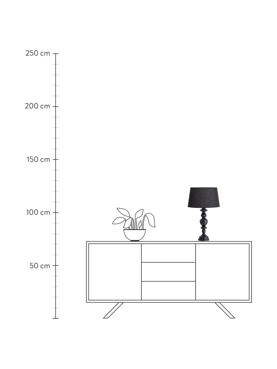 Lampa stołowa z drewna kauczukowego Bera, Czarny, Ø 30 x W 51 cm
