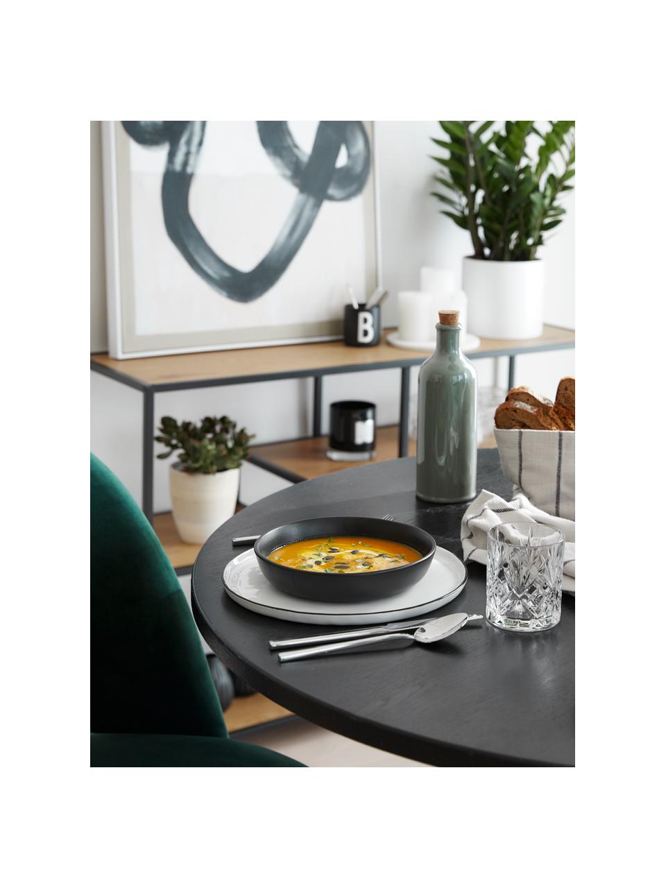 Soepbord Nordic Kitchen van keramiek in mat zwart, 4 stuks, Keramiek, Mat zwart, Ø 20 cm