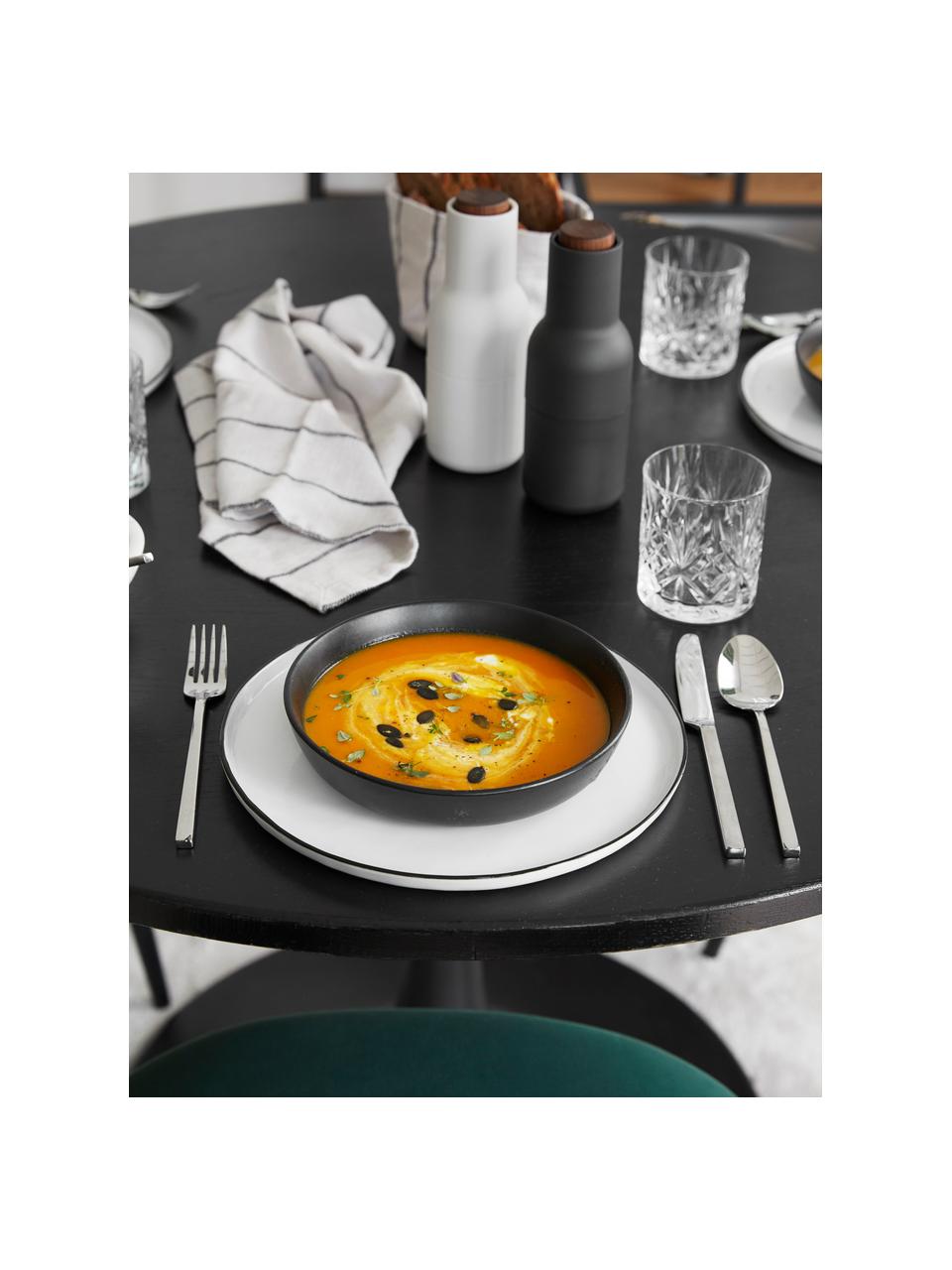 Assiette creuse grès cérame noir mat Ø20 cm Nordic Kitchen, 4 pièces, Grès cérame, Noir, mat, Ø 20 cm