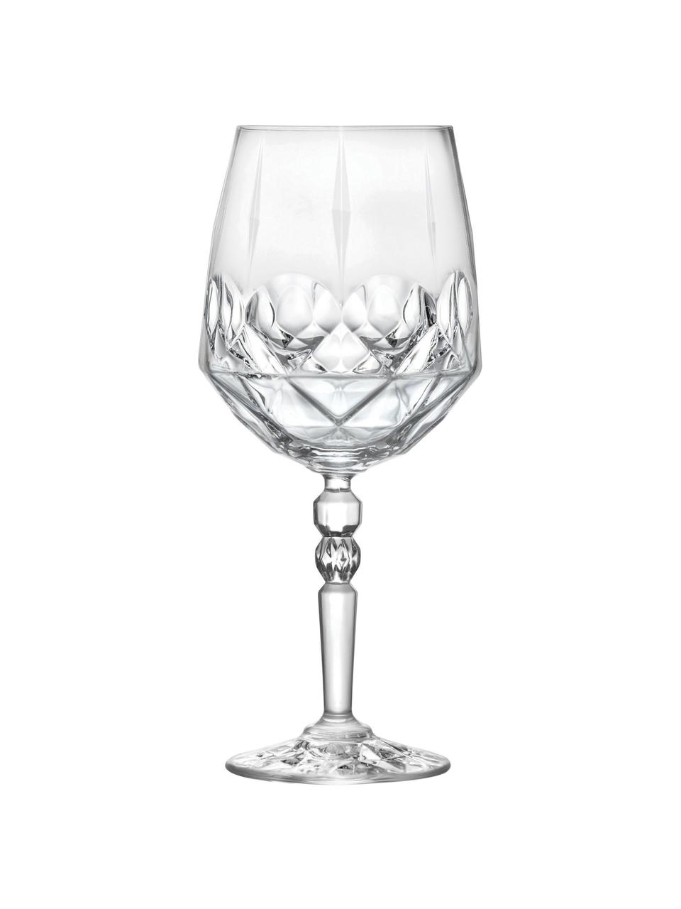 Copas de vino blanco de cristal con relieve Calicia, 6 uds., Cristal Luxion, Transparente, Ø 10 x Al 24 cm