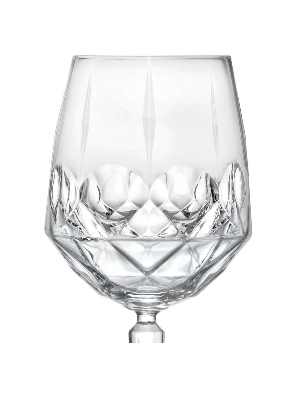 Copas de vino blanco de cristal con relieve Calicia, 6 uds., Cristal Luxion, Transparente, Ø 10 x Al 24 cm