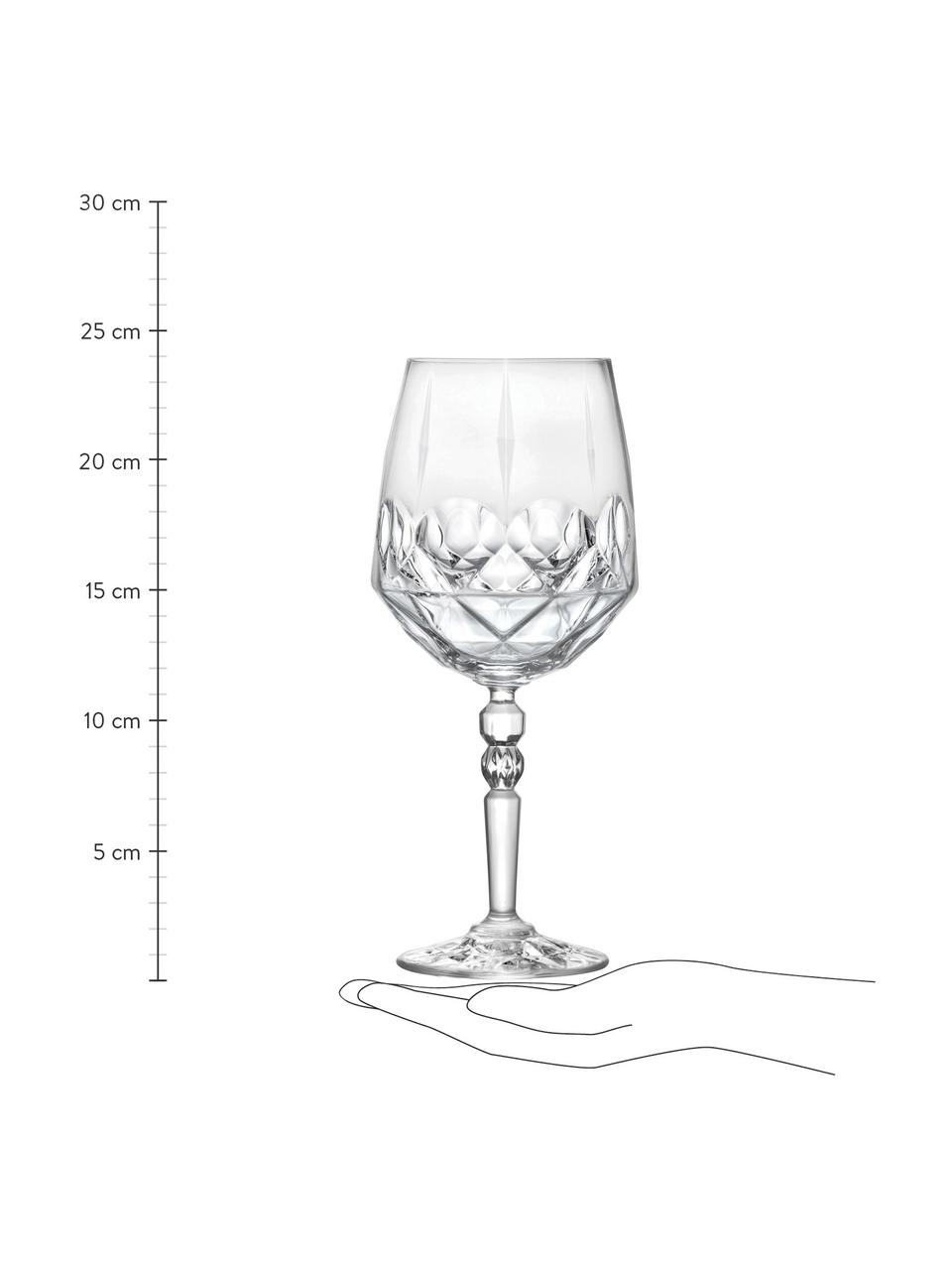 Copas de vino blanco de cristal con relieve Calicia, 6 uds., Cristal Luxion, Transparente, Ø 10 x Al 24 cm