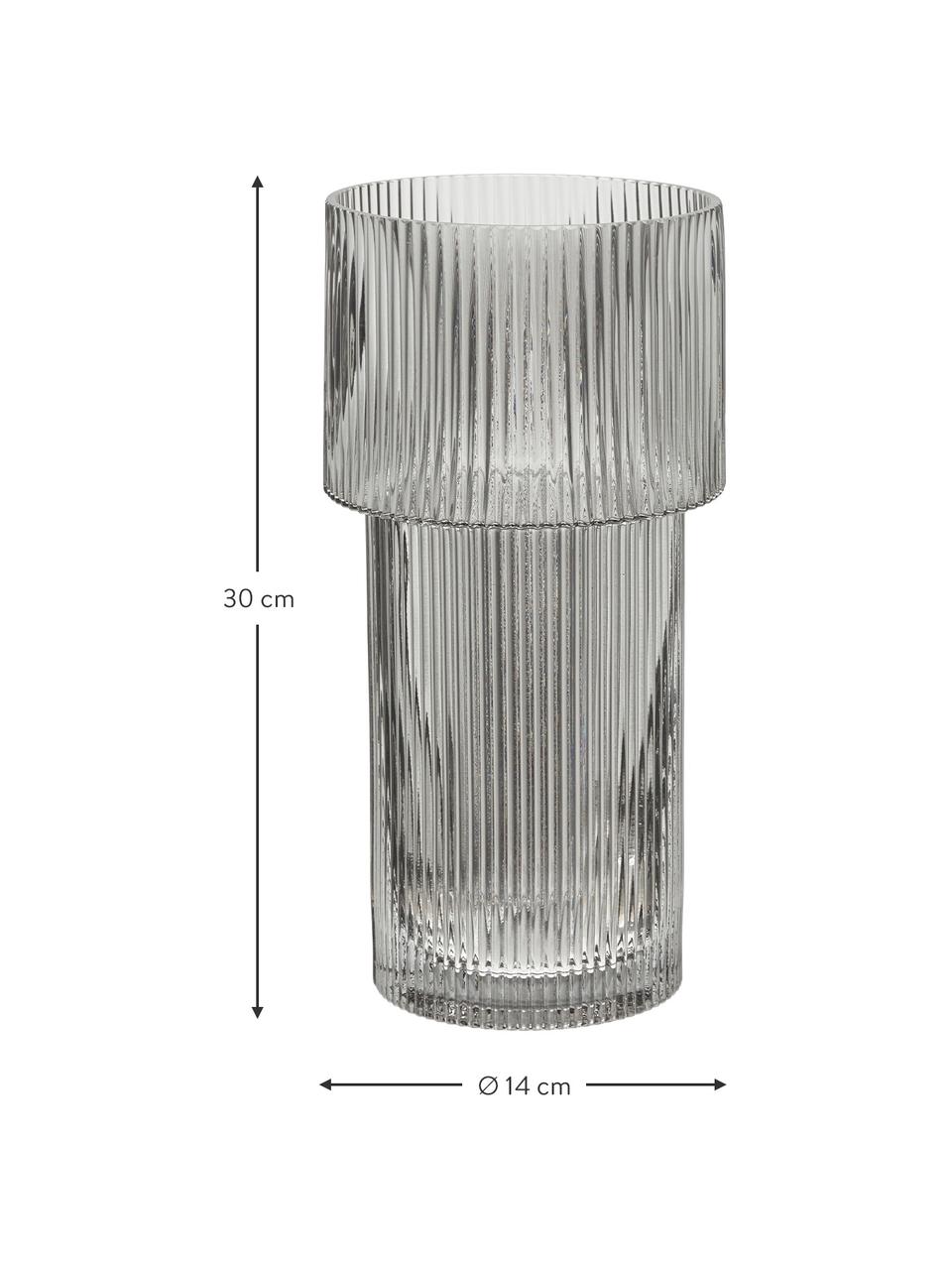 Glazen vaas Lija in grijs, Glas, Grijs, transparant, Ø 14 x H 30 cm