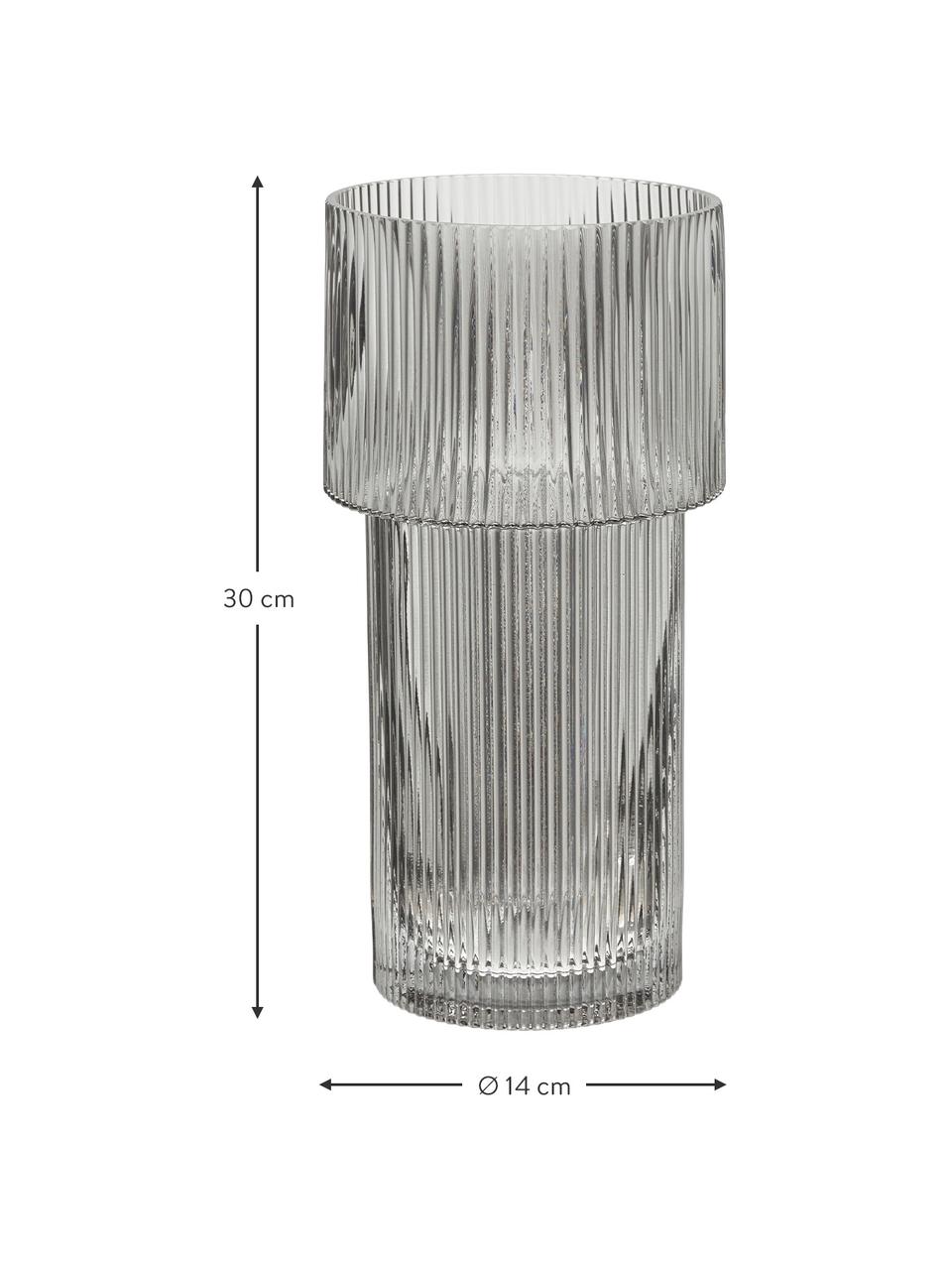 Vaso in vetro rigato Lija, Vetro, Grigio trasparente, Ø 14 x Alt. 30 cm