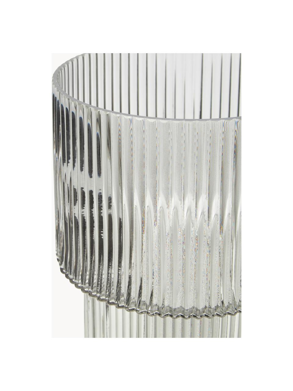 Glas-Vase Lija mit geriffelter Oberfläche, Glas, Grau, Ø 14 x H 30 cm