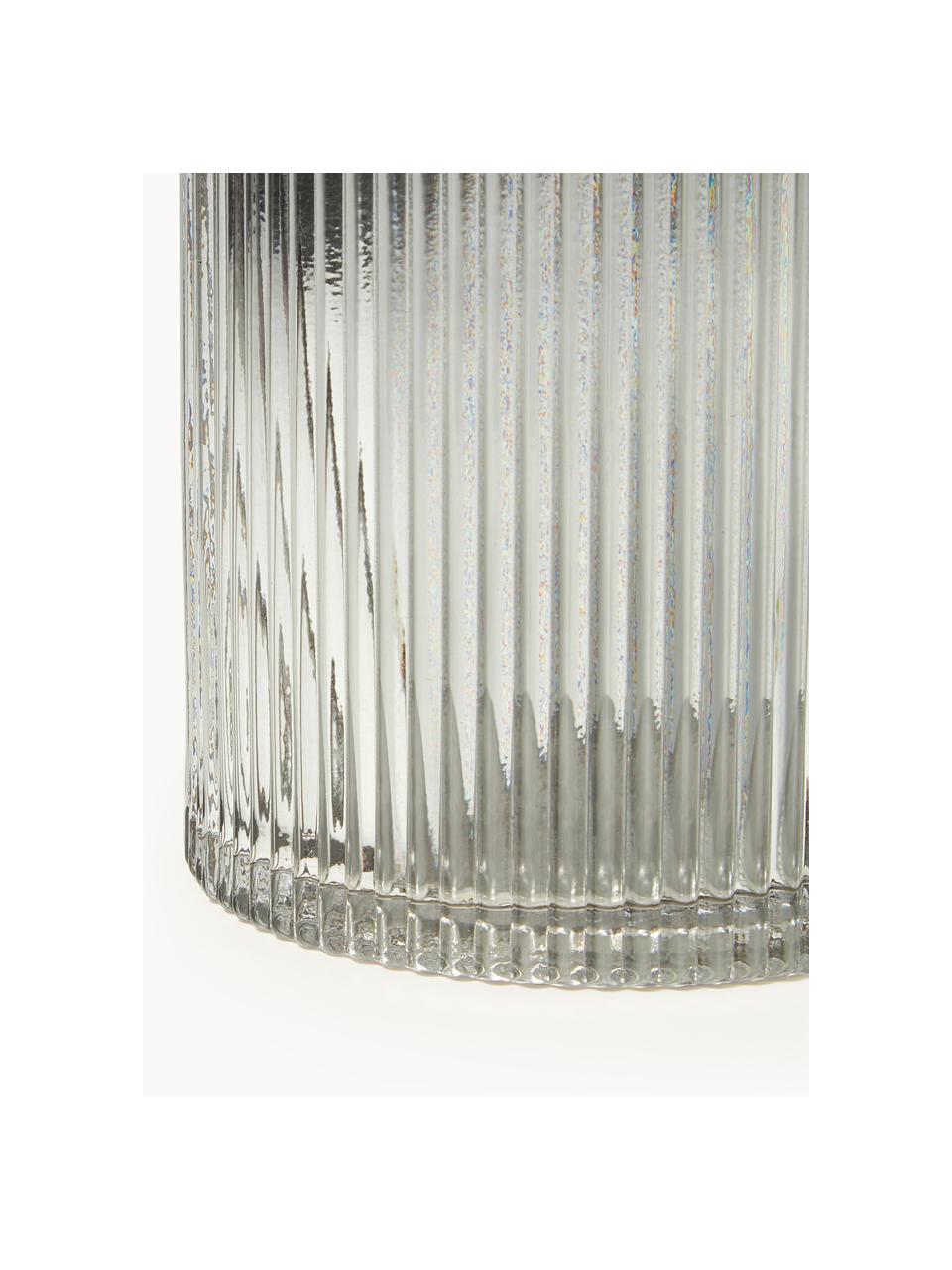 Glas-Vase Lija mit geriffelter Oberfläche, Glas, Grau, Ø 14 x H 30 cm