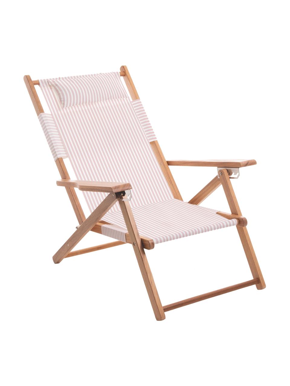 Skládací lehátko Tommy, Teakové dřevo, růžová, bílá, Š 66 cm, V 87 cm