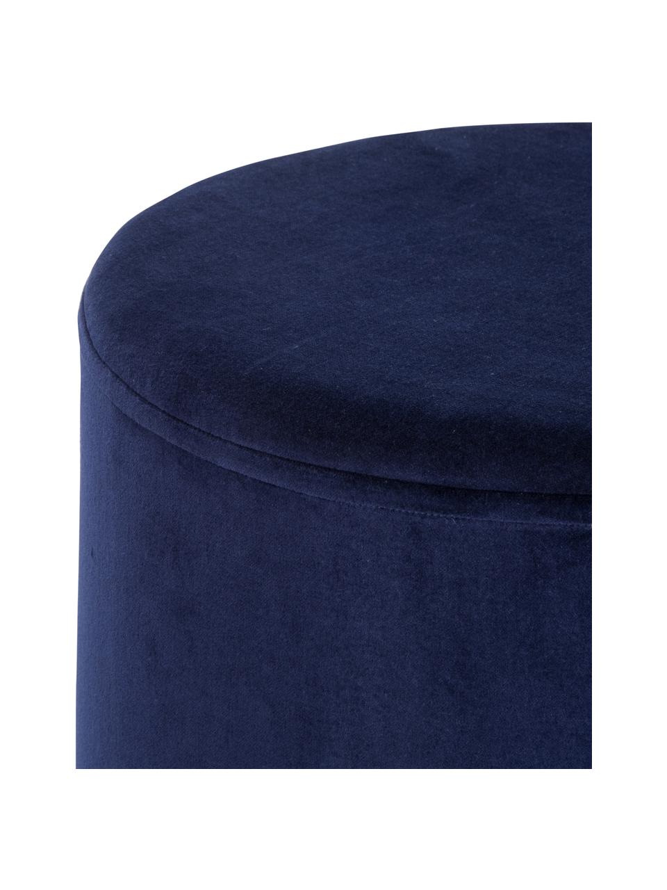 Pouf in velluto Haven, Rivestimento: velluto di cotone, Blu marino, dorato, Ø 38 x Alt. 45 cm