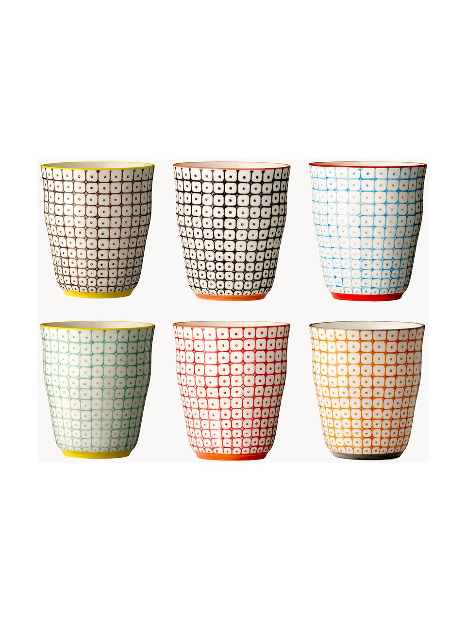 Mugs maison de campagne Carla, 6 élém., Grès cérame, Multicolore, Ø 9 x haut. 10 cm, 200 ml