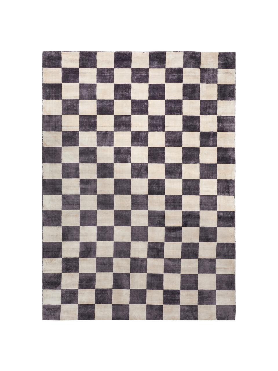 Ręcznie tkany dywan z wiskozy Lusty, 100% wiskoza, Beżowy, czarny, S 140 x D 200 cm (Rozmiar S)