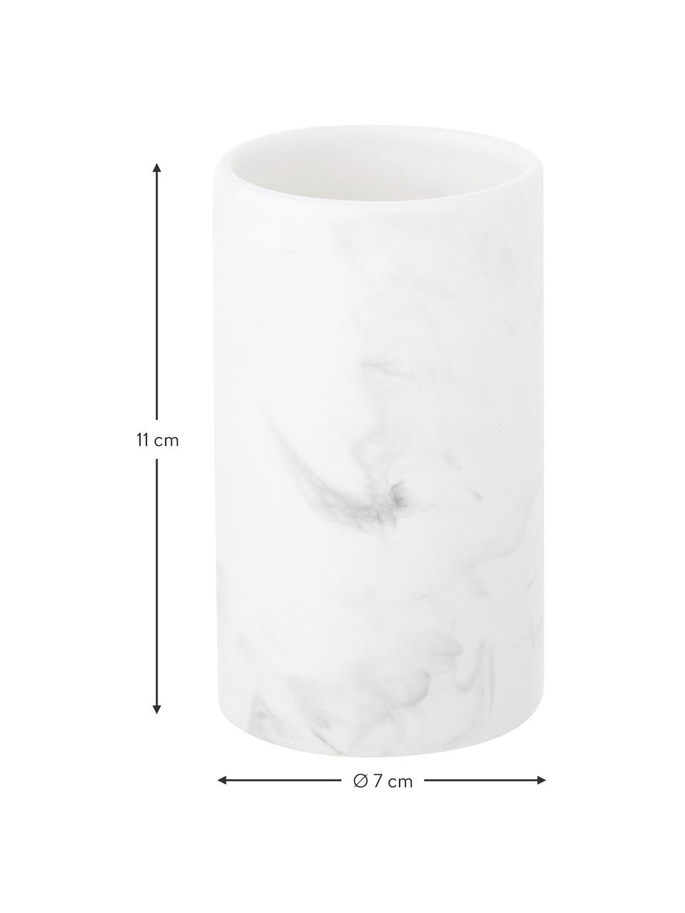 Kubek na szczoteczki z ceramiki Daro, Ceramika, Biały, marmurowy, Ø 7 x W 11 cm