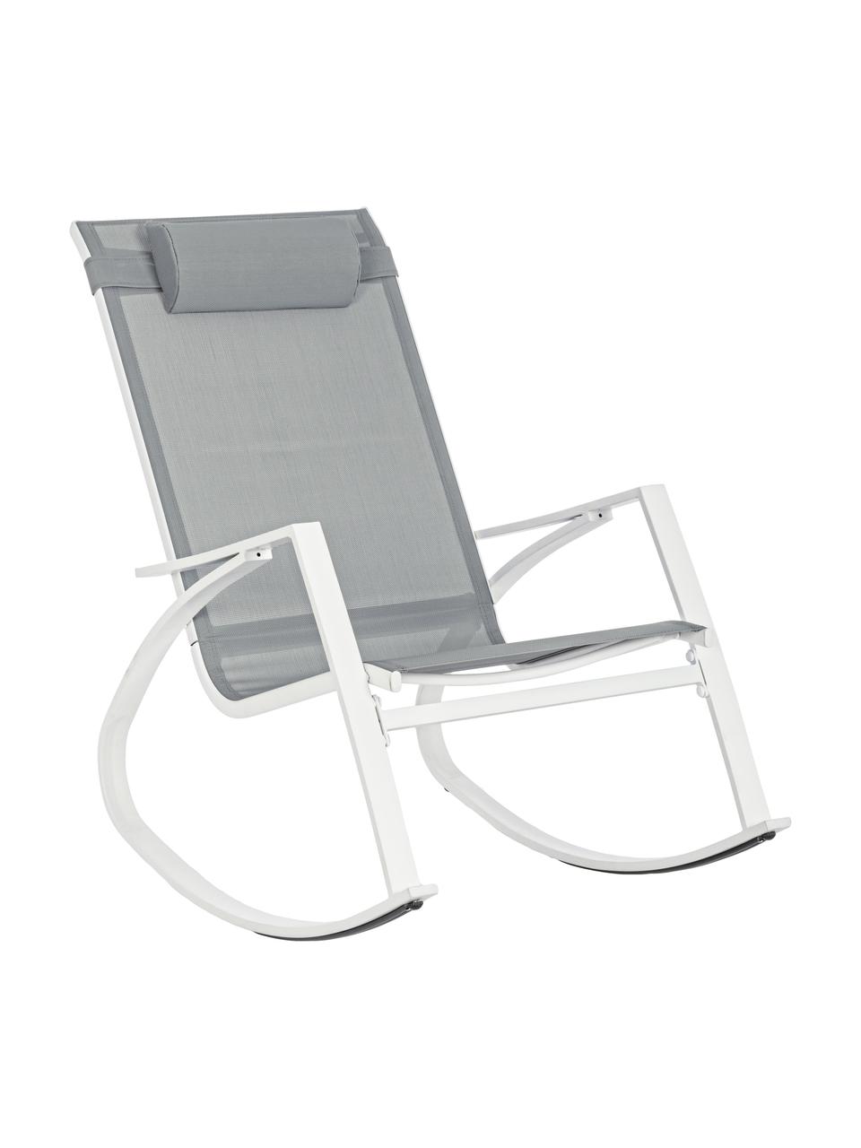 Schommelstoel Demid met verstelbare hoofdsteun, Frame: gefosfateerd en gepoederc, Bekleding: Textilene, Wit, B 95 x D 61 cm