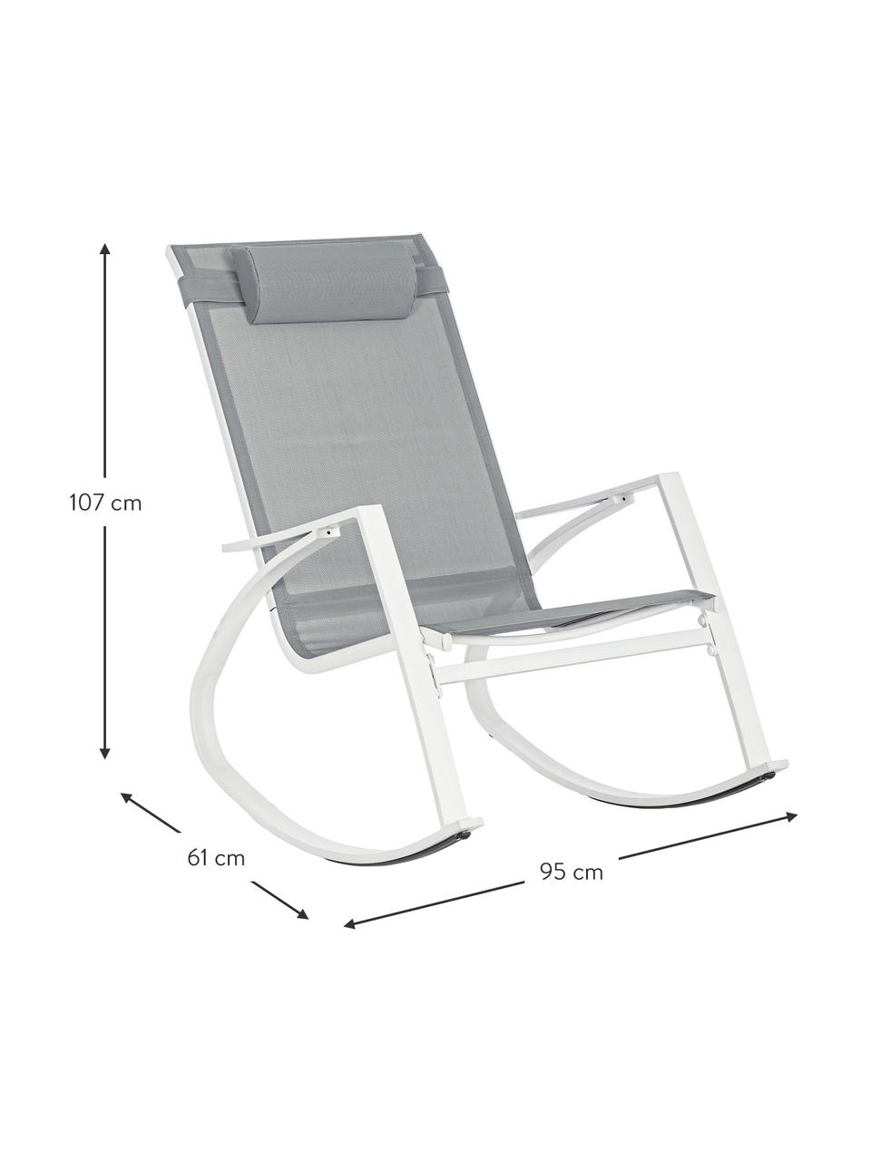 Fotel bujany z regulowanym zagłówkiem Demid, Stelaż: stal fosforanowana i malo, Tapicerka: tkanina, Biały, S 95 x G 61 cm
