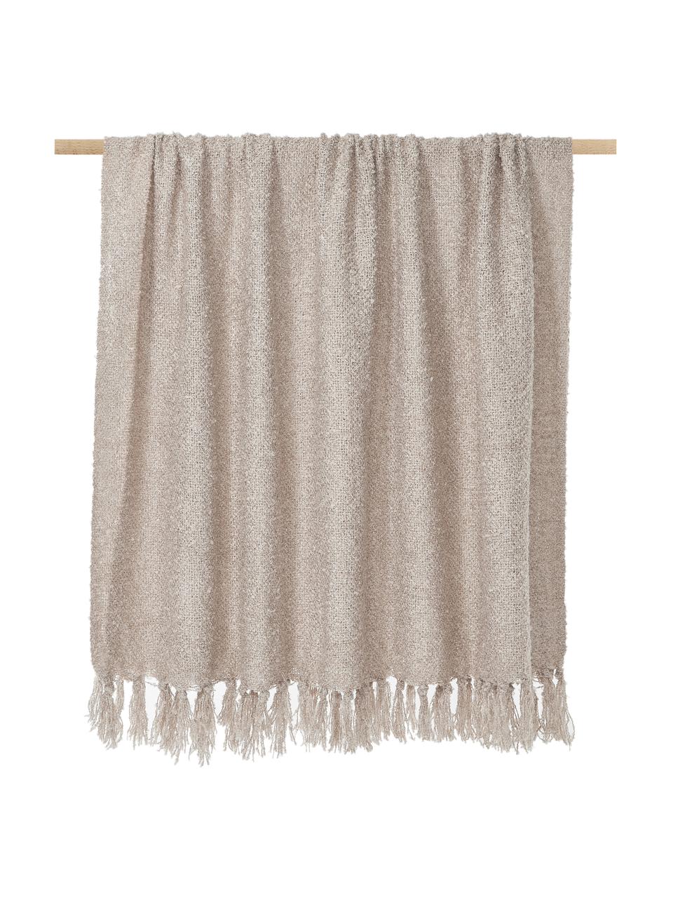 Plaid Mysa met franjes, 100% acryl, Beige, B 120 x L 150 cm