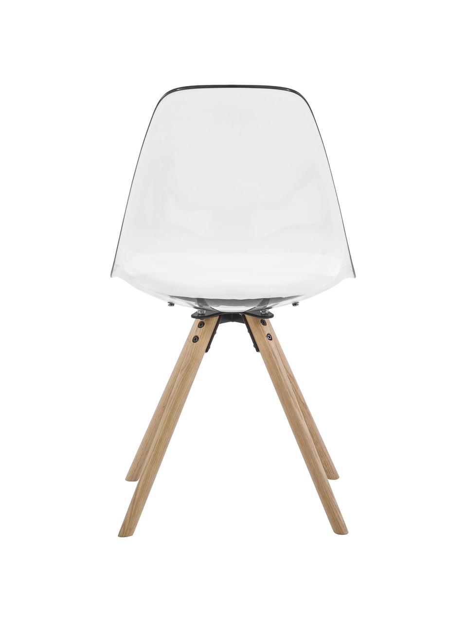 Stolička z umelej hmoty Henning, 2 ks, Biela, priehľadná, dubové drevo