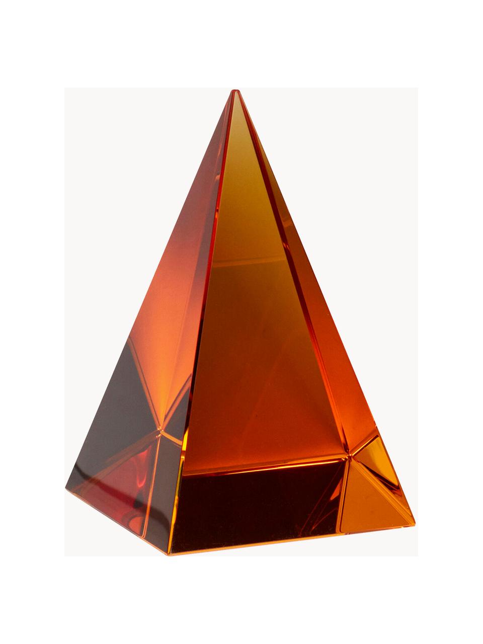 Objet décoratif de crystal fait main Prism, Cristal, Orange, larg. 7 x haut. 10 cm