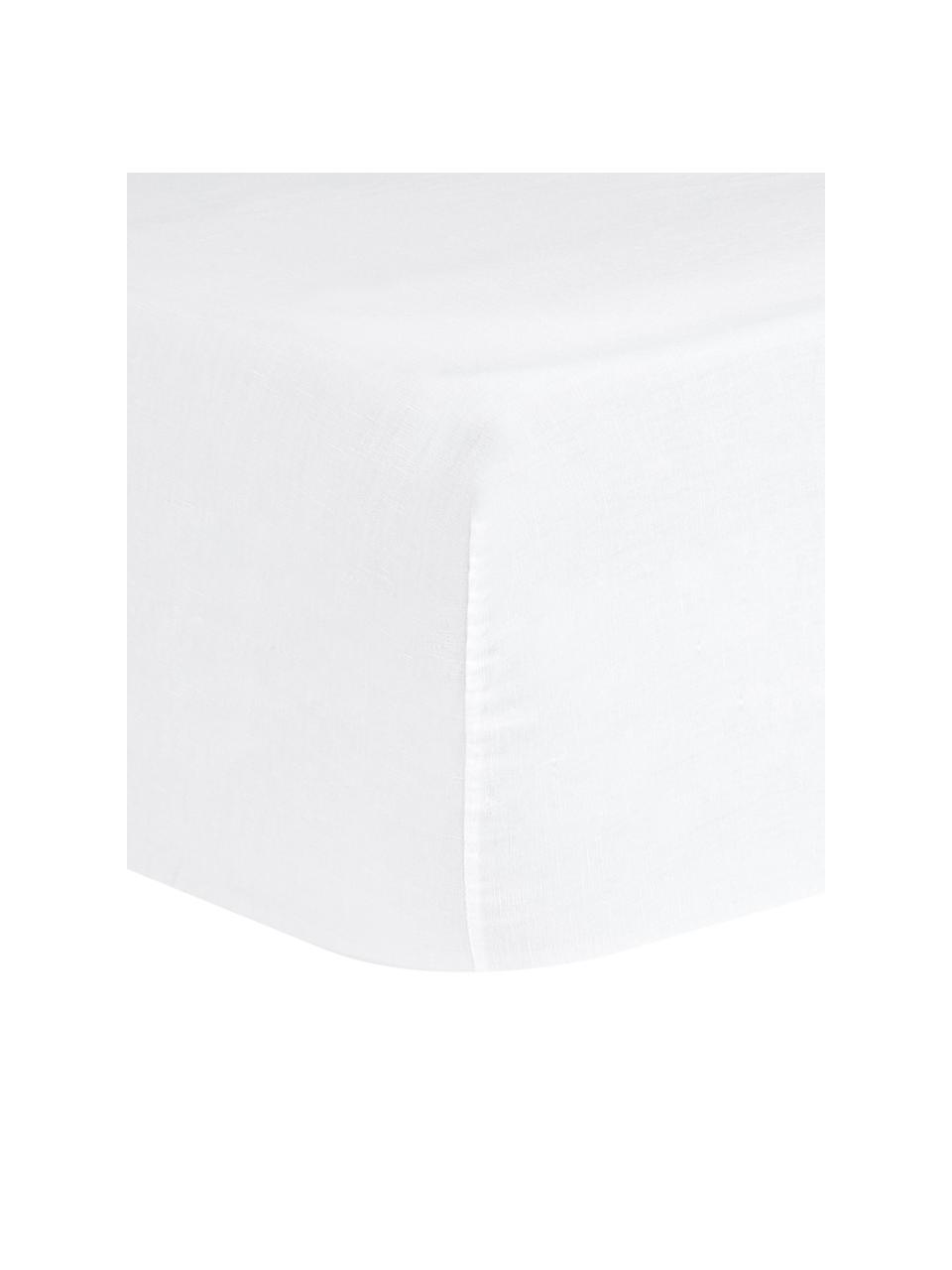 Drap-housse en lin Nature, Composé pour moitié de lin
(52 % lin, 48 % coton) 

Densité 108 fils au pouce carré, qualité standard

Le lin mélangé offre un toucher naturel et un aspect délavé original. Le lin absorbe jusqu'à 35 % d'humidité et échange cette humidité avec l'air ambiant. Il sèche très rapidement et offre un agréable effet rafraîchissant les nuits d'été. Sa résistance élevée au accrocs lui confère robustesse et longévité, Blanc, larg. 160 x long. 200 cm