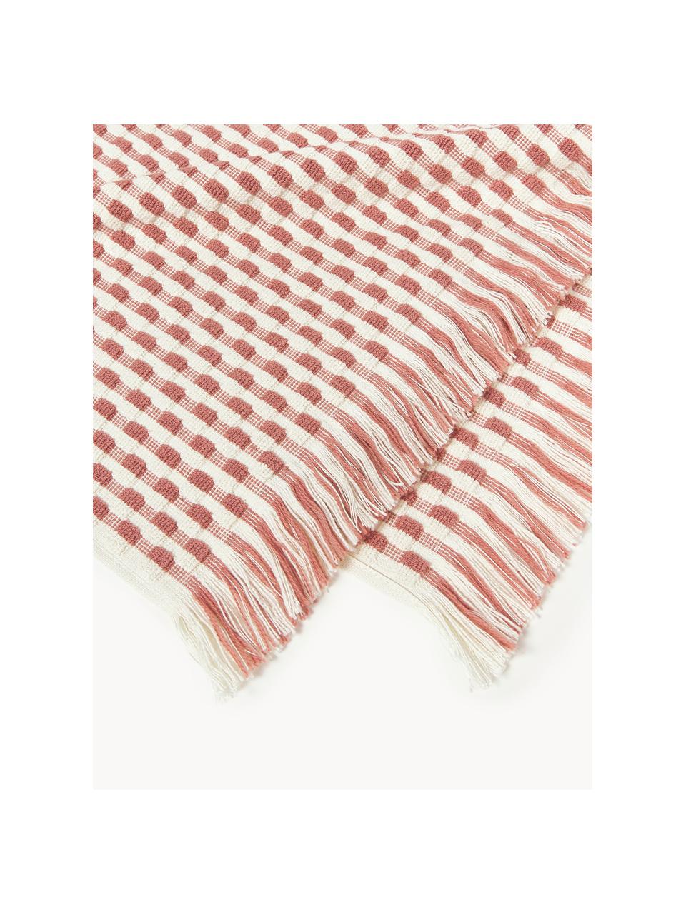 Lot de serviettes de bain texturées Juniper, set de tailles variées, Blanc cassé, vieux rose, 4 éléments (2 serviettes de toilette et 2 draps de bain)