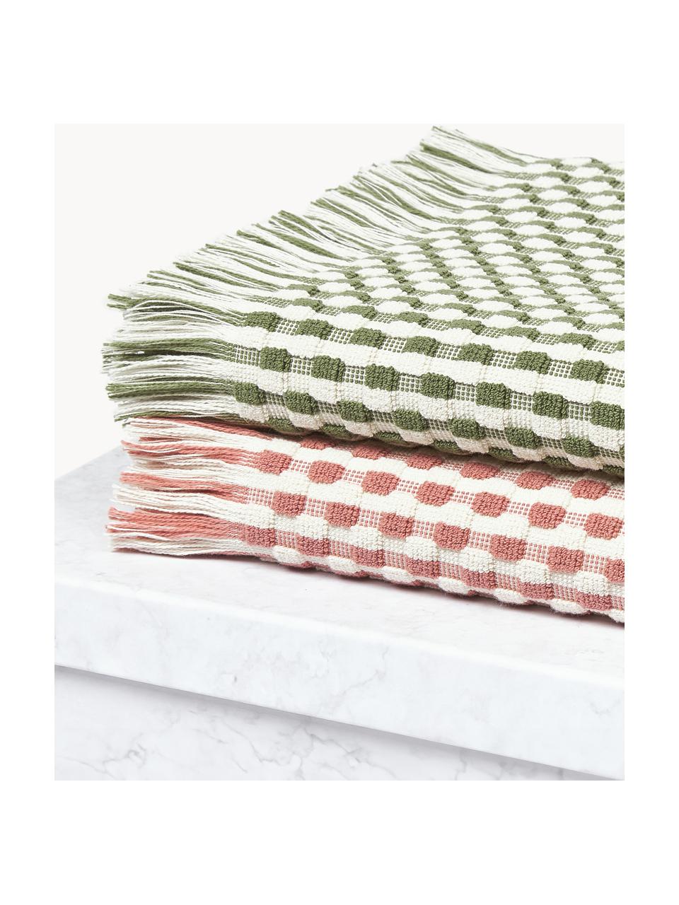 Lot de serviettes de bain texturées Juniper, set de tailles variées, Blanc cassé, vieux rose, 4 éléments (2 serviettes de toilette et 2 draps de bain)