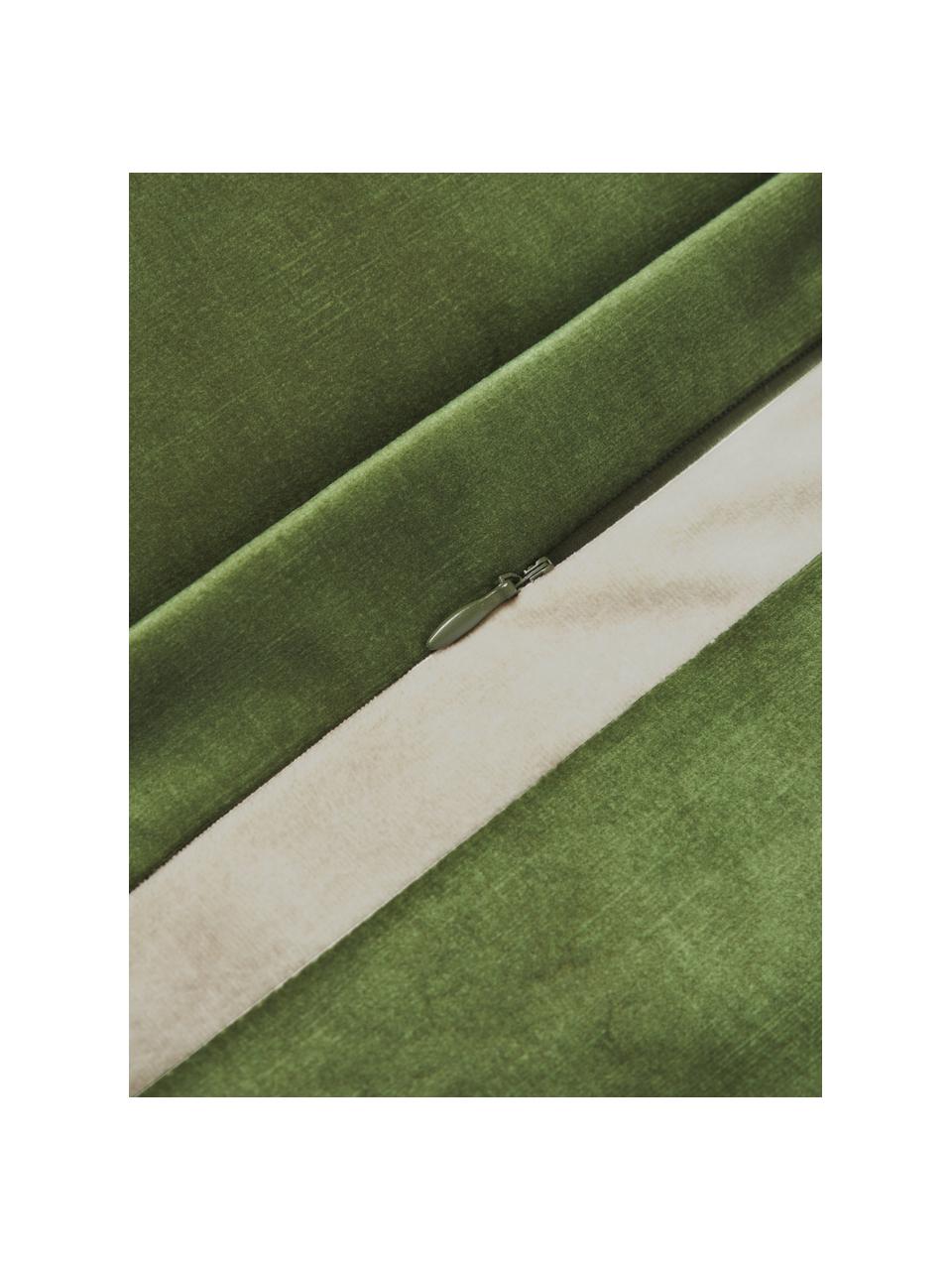 Cojín de terciopelo con ribete Tia, Funda: 100% poliéster (terciopel, Terciopelo verde, An 40 x L 40 cm