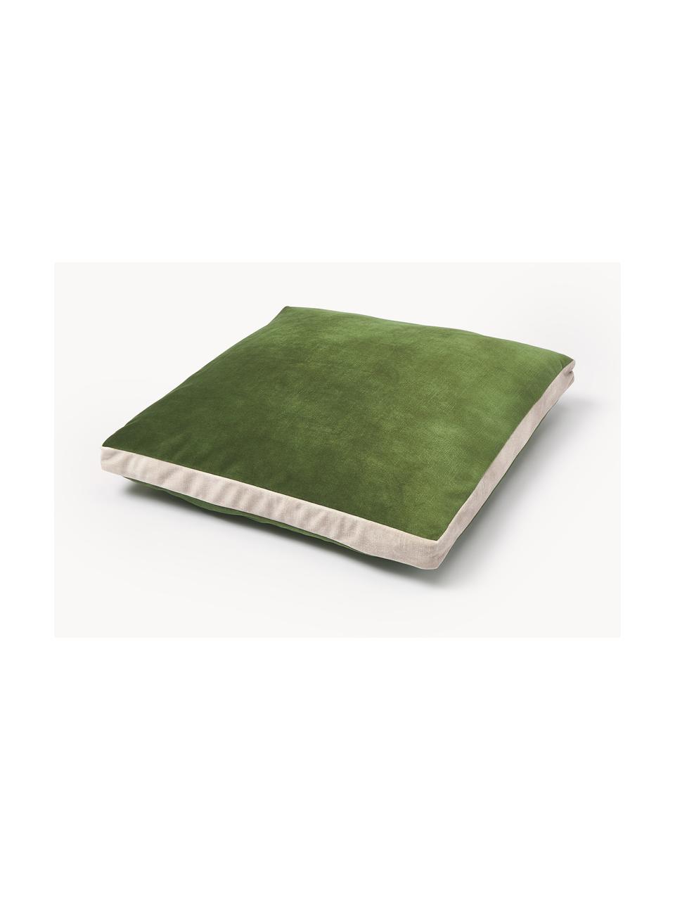Kastenförmiges Samtkissen Tia mit seitlicher Umrandung, Hülle: 100 % Polyester (Samt), Samt Grün, B 40 x L 40 cm