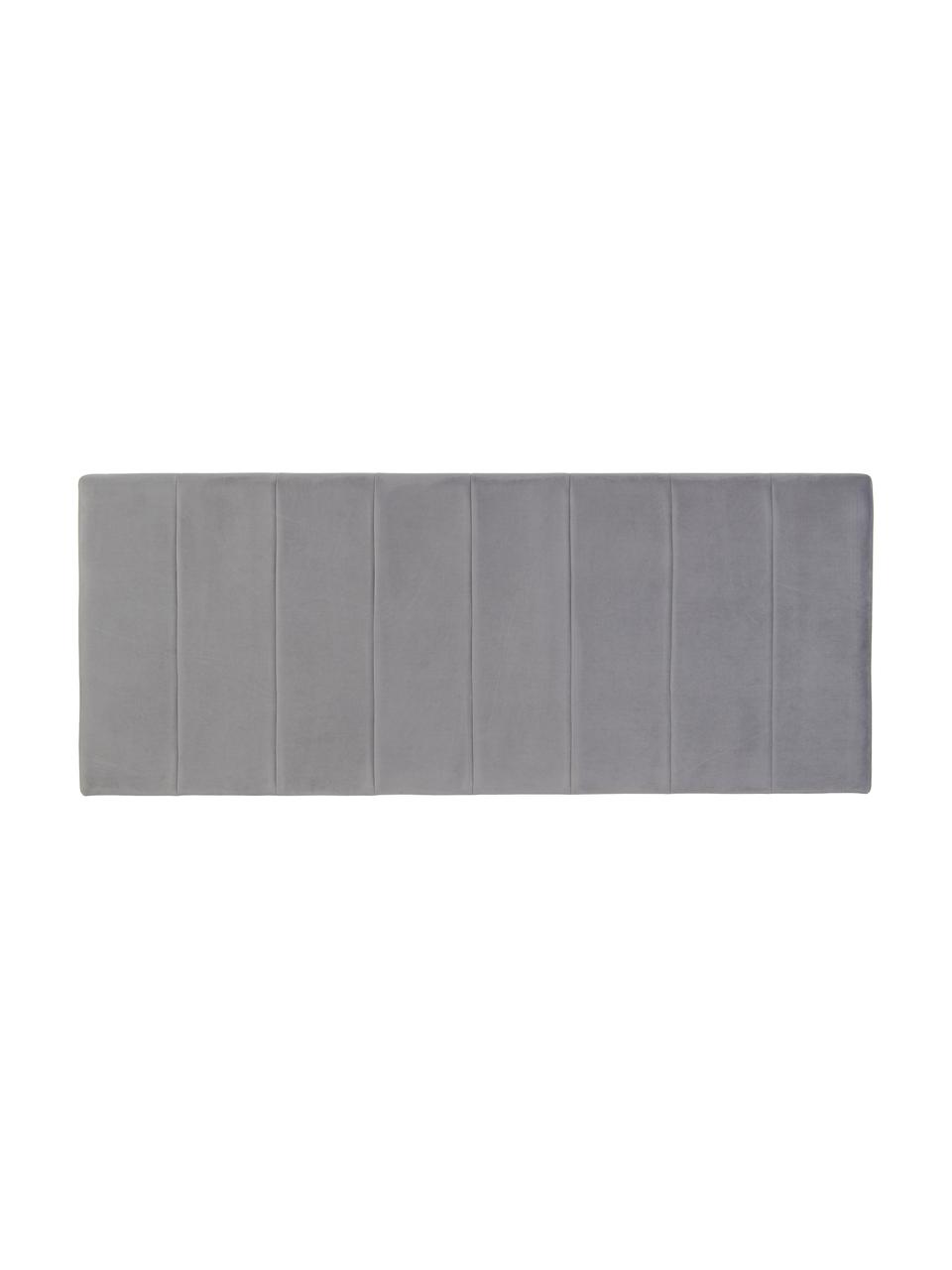Gestoffeerd fluwelen hoofdeinde Adrio in grijs, Bekleding: 100% polyester fluweel, Frame: hout, metaal, Fluweel grijs, B 160 cm x H 64 cm