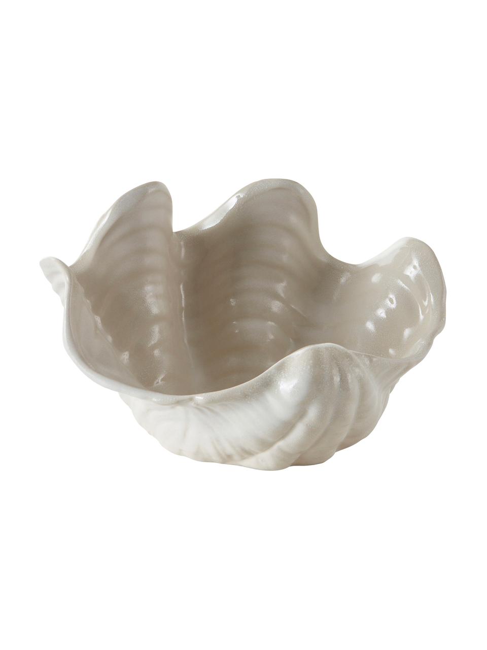 Handgefertigte Dekoschale Wave aus Keramik, Keramik, Cremeweiß, B 25 x H 16 cm