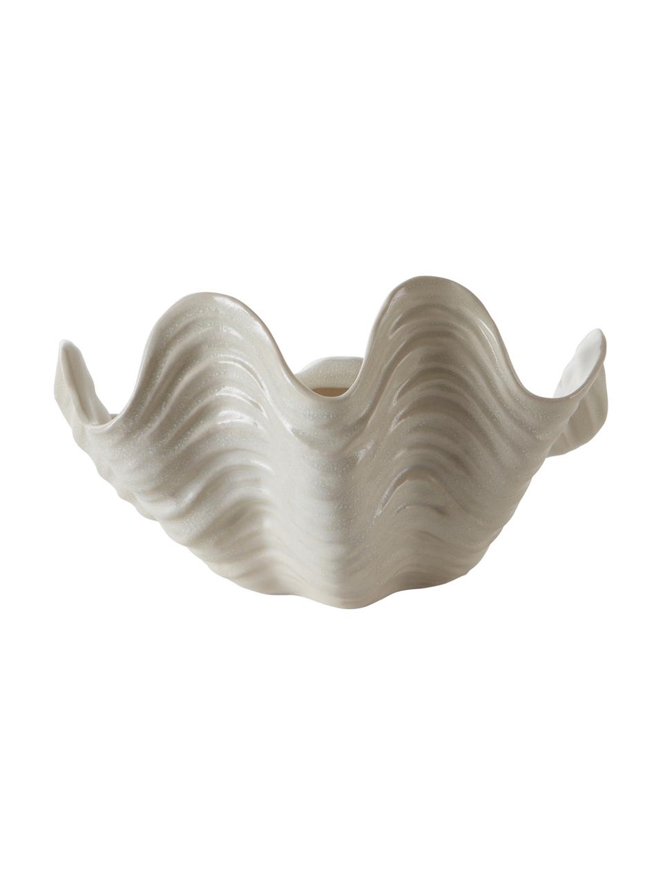 Ciotola decorativa fatta a mano in ceramica Wave, Ceramica, Bianco crema, Larg. 25 x Alt. 16 cm