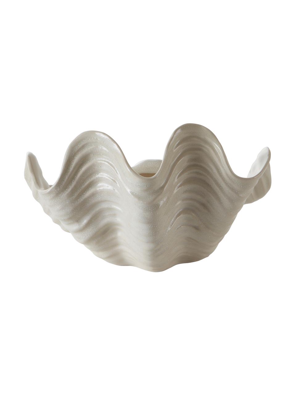 Handgefertigte Dekoschale Wave aus Keramik, Keramik, Cremeweiß, B 25 x H 16 cm