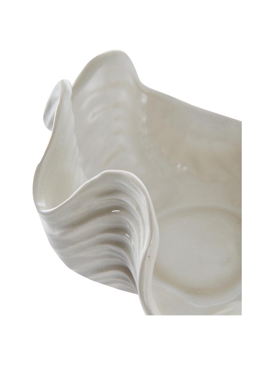 Coupelle décorative artisanale Wave, Céramique, Blanc crème, Larg. 25 x haut. 16 cm