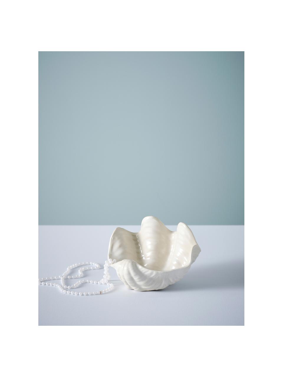 Ciotola decorativa fatta a mano in ceramica Wave, Ceramica, Bianco crema, Larg. 25 x Alt. 16 cm