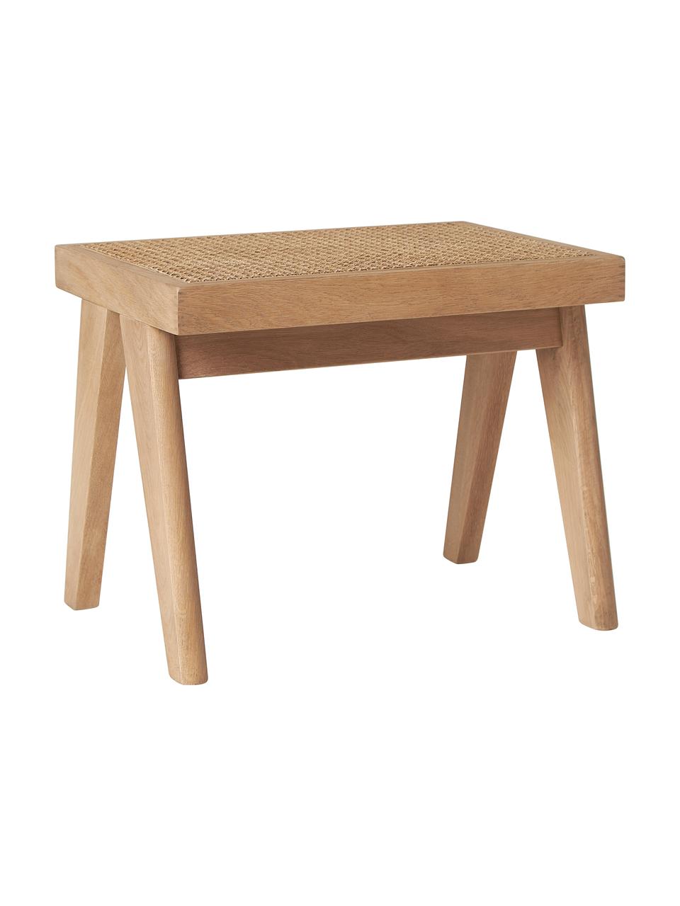 Tabouret en cannage Sissi, Rotin, bois de chêne clair, larg. 52 x haut. 42 cm