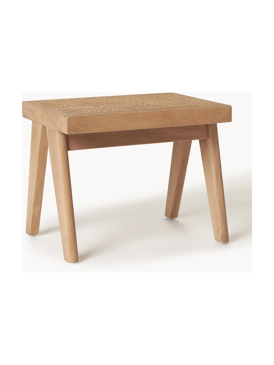 Kruk Sissi met Weens vlechtwerk, Frame: massief eikenhout, Zitvlak: rotan, Licht eikenhout, lichtbeige, B 52 x H 42 cm