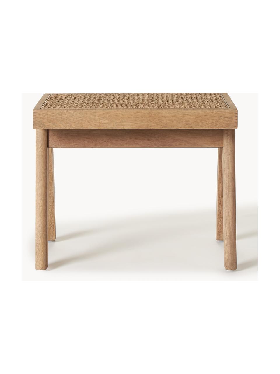 Tabouret en cannage Sissi, Bois de chêne clair, cannage beige clair, larg. 52 x haut. 42 cm