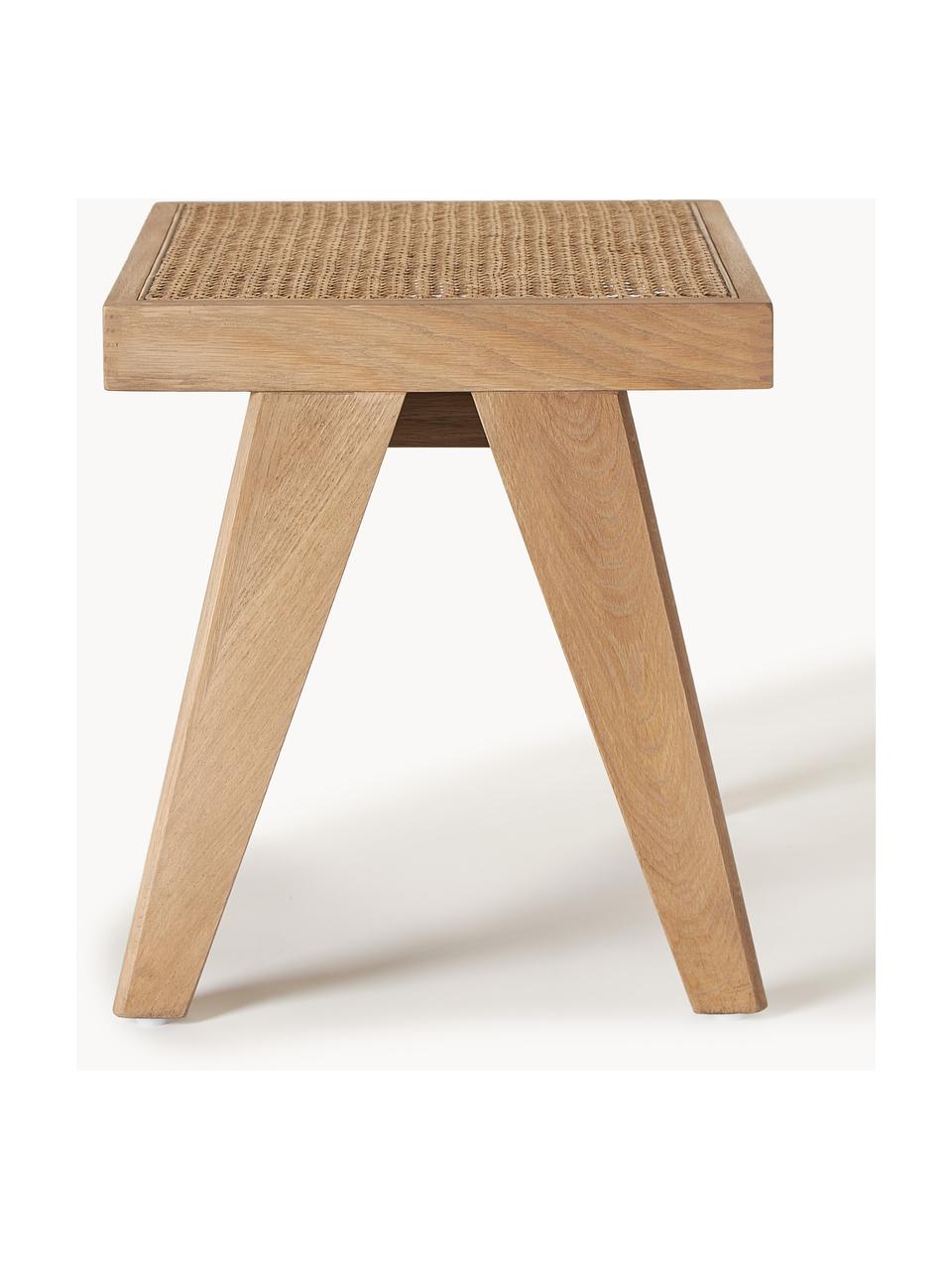 Sgabello con intreccio viennese Sissi, Struttura: legno di quercia massicci, Seduta: rattan, Legno di quercia chiaro, beige chiaro, Larg. 52 x Alt. 42 cm