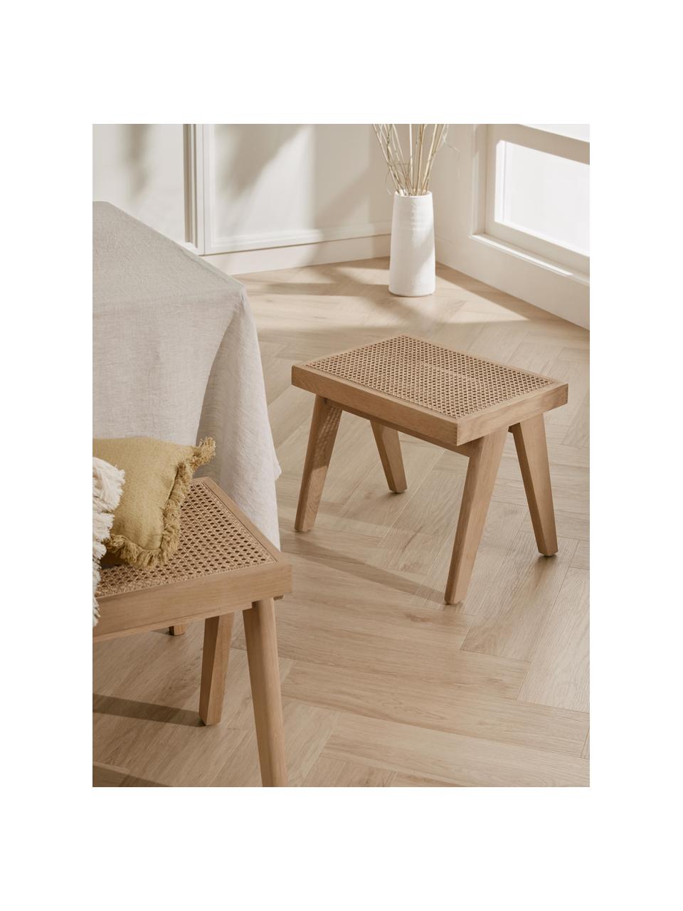 Kruk Sissi met Weens vlechtwerk, Frame: massief eikenhout, Zitvlak: rotan, Rotan, helder eikenhout, B 52 x H 42 cm