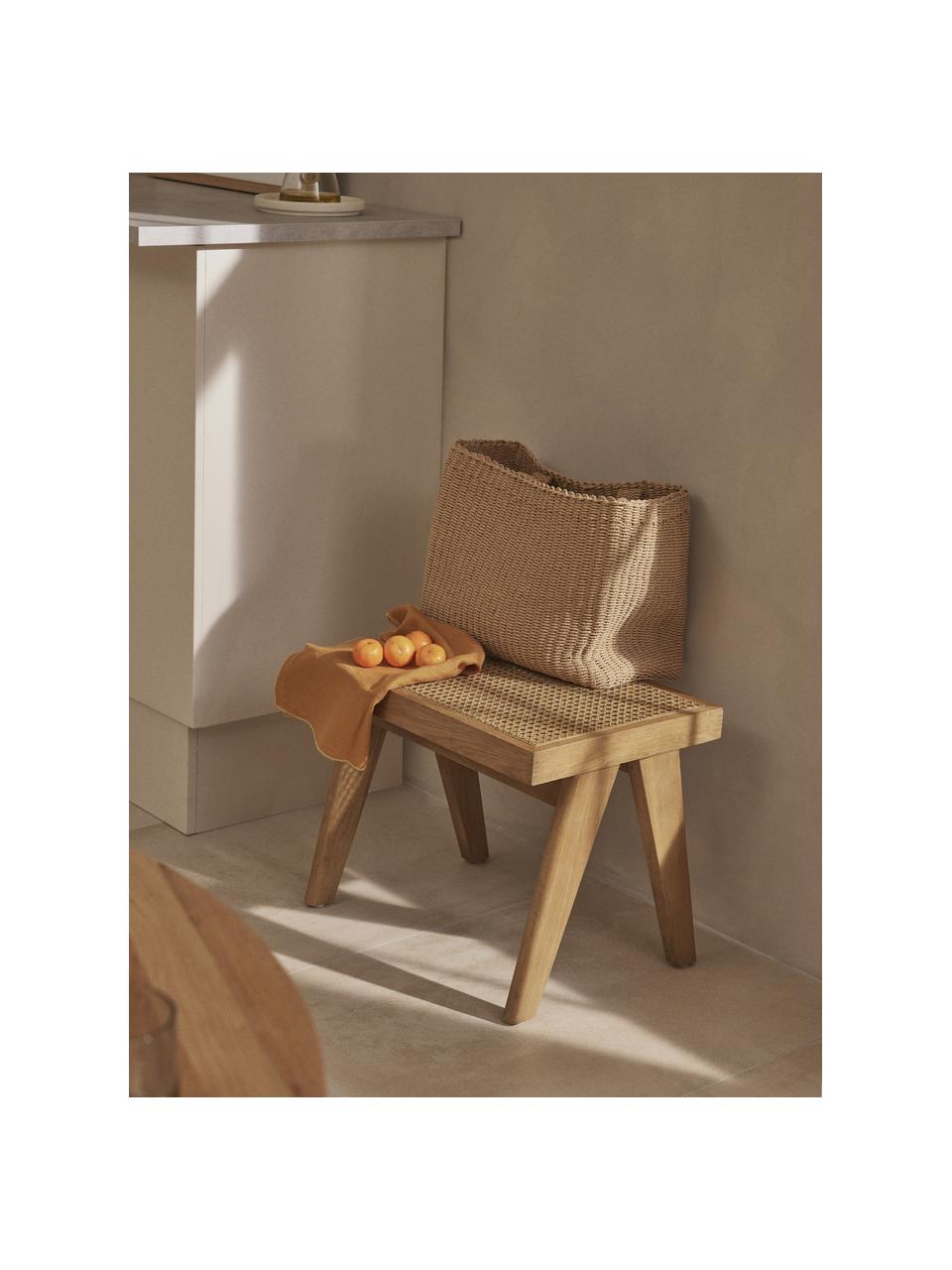 Tabouret en cannage Sissi, Chêne clair, cannage beige clair, larg. 52 x haut. 42 cm