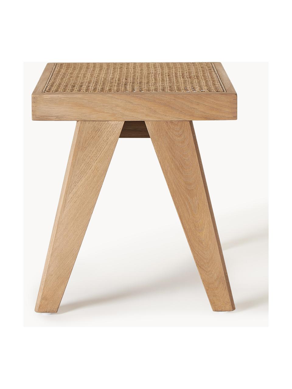 Tabouret en cannage Sissi, Chêne clair, cannage beige clair, larg. 52 x haut. 42 cm