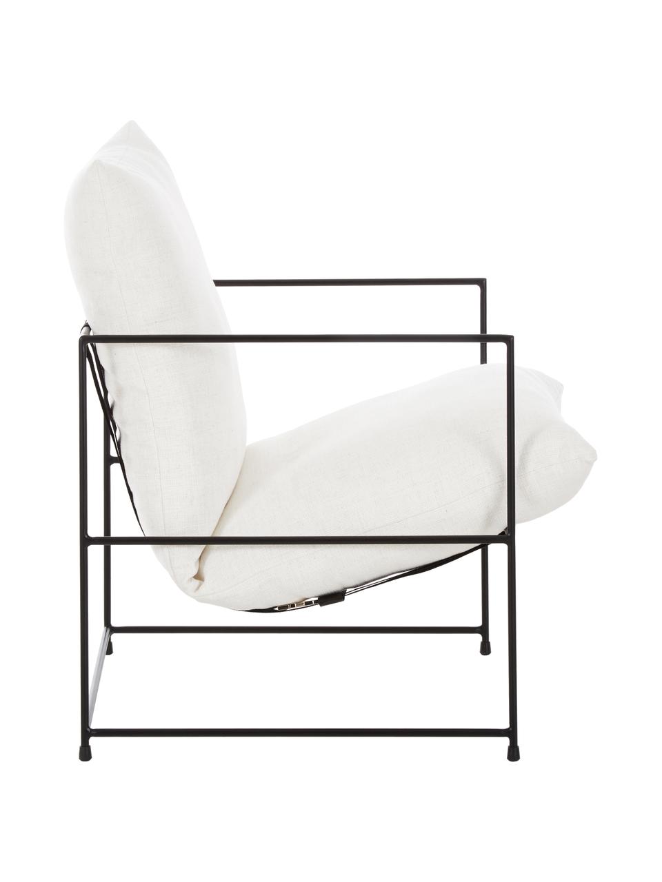 Fauteuil lounge Wayne, Tissu blanc cassé, larg. 69 x prof. 74 cm
