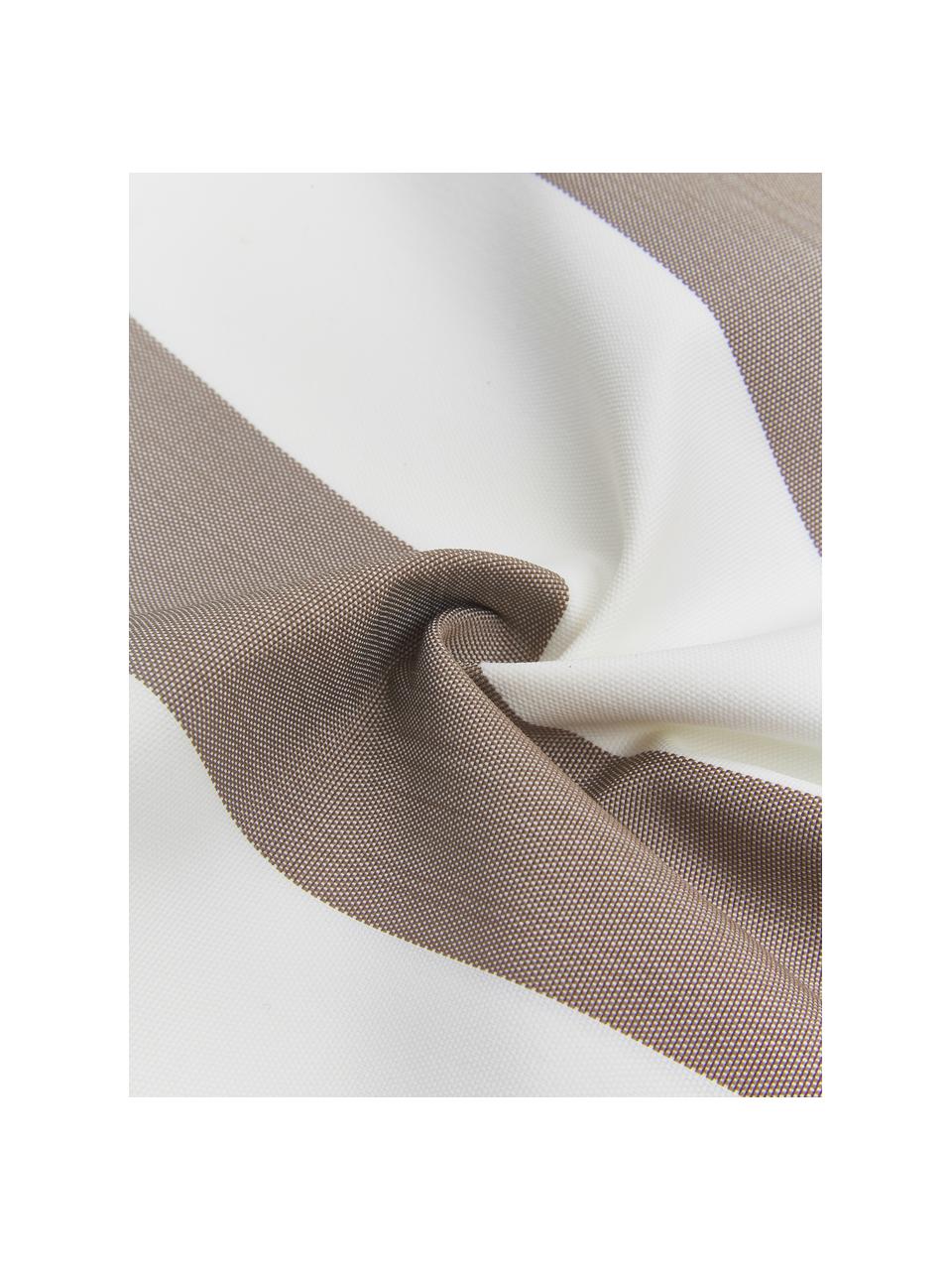 Gestreepte outdoor kussenhoes Santorin in grijs/wit, 100% polypropyleen, Taupe, wit, B 40 x L 40 cm